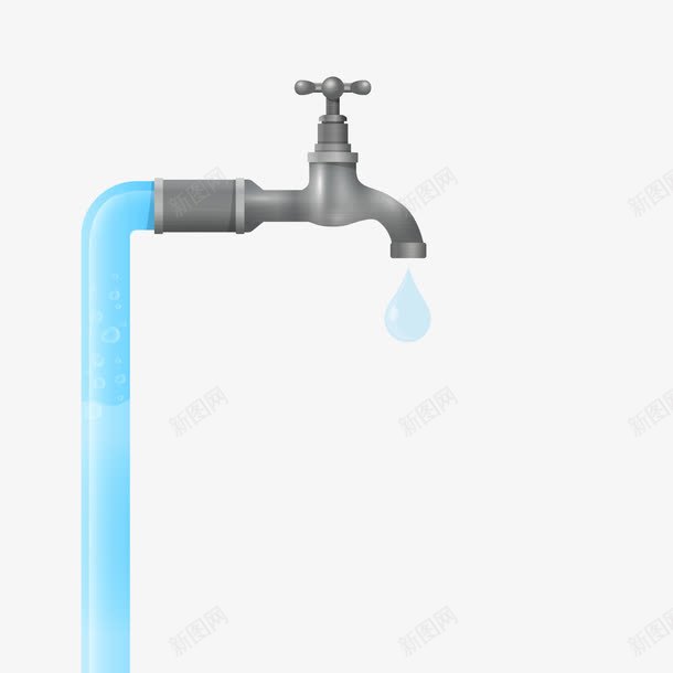 出水管png免抠素材_新图网 https://ixintu.com 水珠 水资源 自来水 蓝色