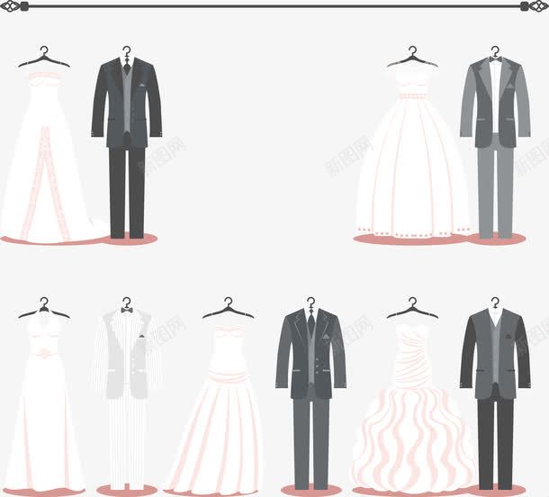时尚婚纱礼服的集合png免抠素材_新图网 https://ixintu.com ai 喜事 婚庆 婚礼 婚纱 新娘 新郎 时尚 礼服 粉色 结婚