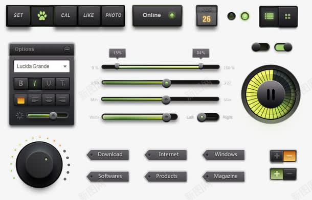 UI音乐控件工具包图标png_新图网 https://ixintu.com UI 图标 按钮 进度条 音乐