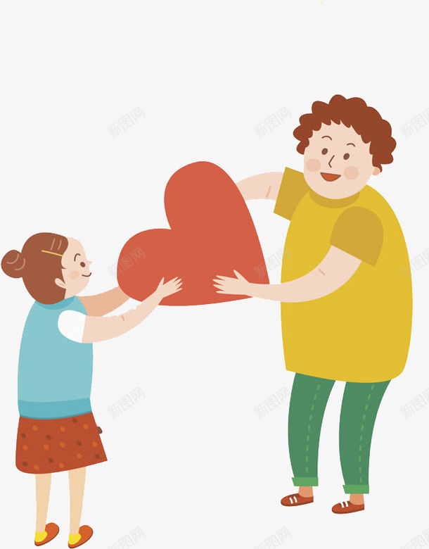 卡通送爱心的人png免抠素材_新图网 https://ixintu.com 人物画 传递爱心 女人 女孩 插图 爱心 爱心发射 爱心贴图 红色的