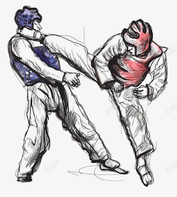 武术格斗插图矢量图eps免抠素材_新图网 https://ixintu.com 散打武术 格斗 武功切磋 武术 矢量图 跆拳道 运动