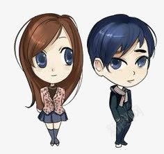 单身男女png免抠素材_新图网 https://ixintu.com Q图 卡通 大眼睛 男女