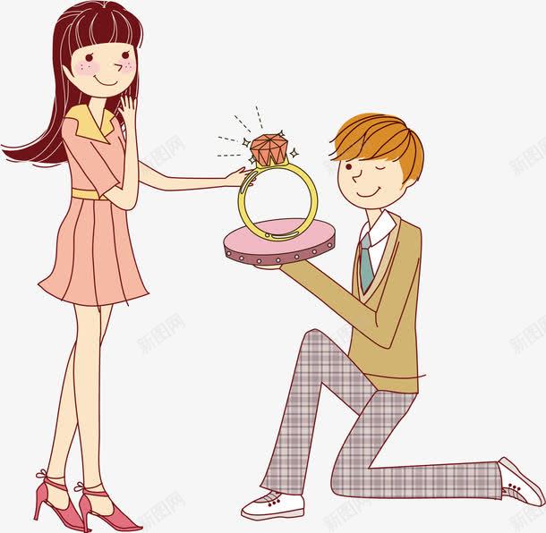 向女生求婚的男生矢量图ai免抠素材_新图网 https://ixintu.com 情侣 求婚 男朋友 钻戒 矢量图