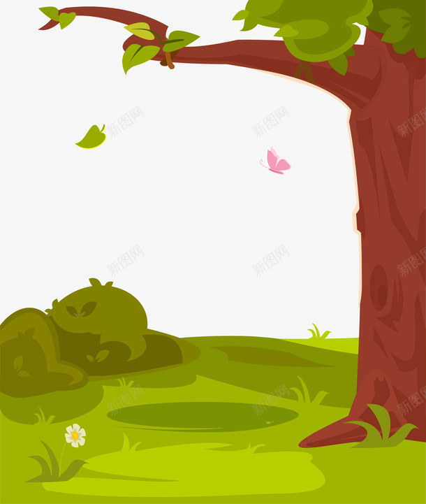 春意盎然绿色大树png免抠素材_新图网 https://ixintu.com 春季 春意盎然 棕色树干 绿色叶子 绿色大树 绿色草地