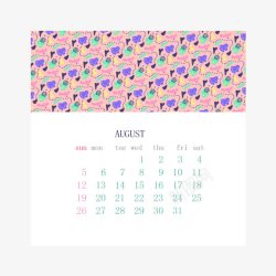 粉白色2018八月日历素材