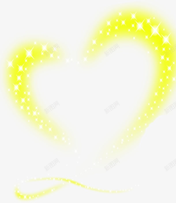黄色唯美手绘星光爱心png免抠素材_新图网 https://ixintu.com 星光 爱心 黄色
