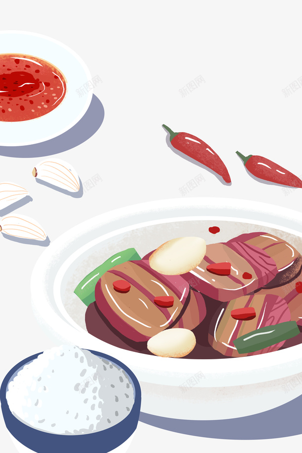 麻辣鲜香香干回锅肉卡通手绘png免抠素材_新图网 https://ixintu.com 免抠图 免费下载 回锅肉 蒜苗回锅肉 香干回锅肉 麻辣鲜香