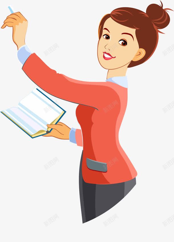 美丽女教师png免抠素材_新图网 https://ixintu.com 书本 人物 助教 卡通人物 女人 女老师形象 教师 教育 矢量人物 老师 职业 课本