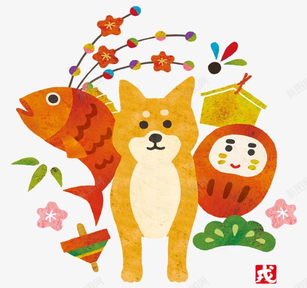卡通手绘插画装饰日本旅游柴犬秋psd免抠素材_新图网 https://ixintu.com 卡通手绘插画装饰日本旅游柴犬秋田犬鲤鱼免费下载 旅游 旅游卡通 旅游插画 旅游日本 日本 日本卡通 日本旅游