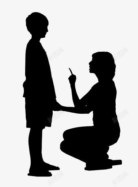 人物剪影母子png免抠素材_新图网 https://ixintu.com 教导 教育 母子 黑色