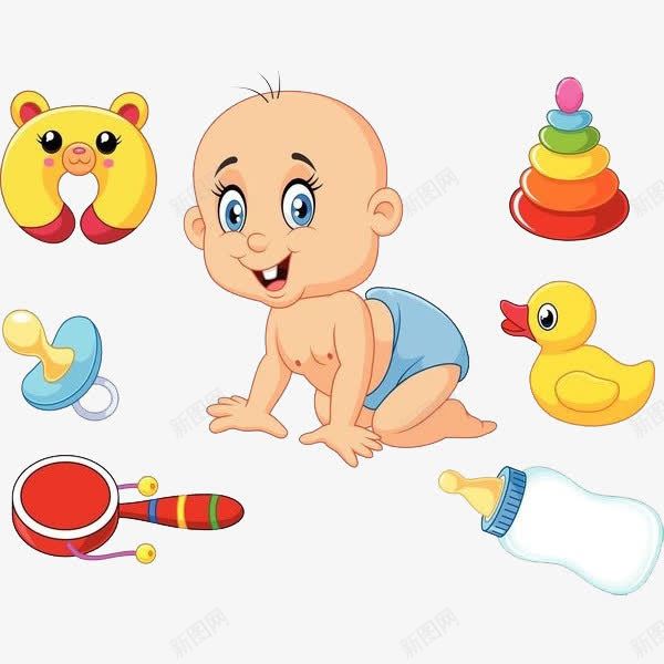 玩玩具的孩子png免抠素材_新图网 https://ixintu.com 卡通 可爱的 小孩子 小孩爬 手绘 爬着的 玩具 简笔 黄色的