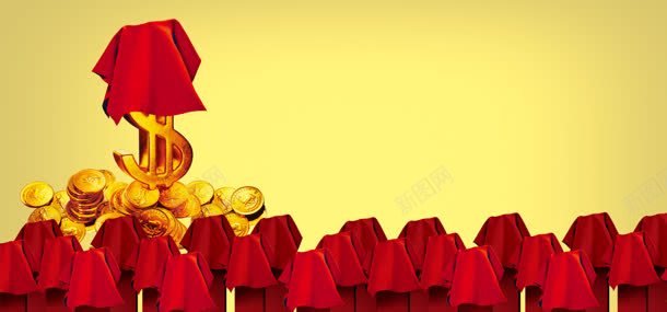 招商利润金币背景jpg设计背景_新图网 https://ixintu.com 喜庆背景 招商 红盖头 金币