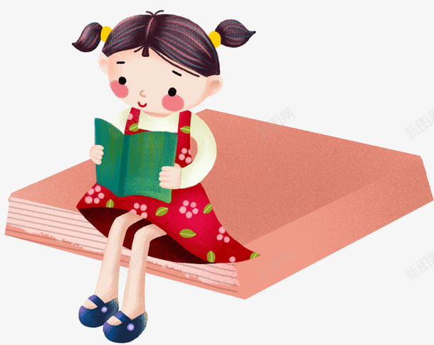 卡通手绘看书的小女孩png免抠素材_新图网 https://ixintu.com 卡通手绘 学习 小女孩 手绘插画 教育 看书 看书孩子