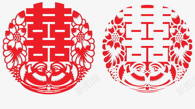双喜临门剪纸png免抠素材_新图网 https://ixintu.com 婚礼 张贴 爱情