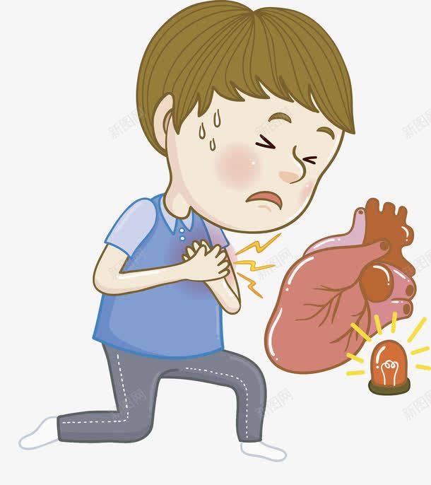 心脏痛的男人png免抠素材_新图网 https://ixintu.com 卡通 心脏 心脏图案 手绘 男人 红灯 难受的
