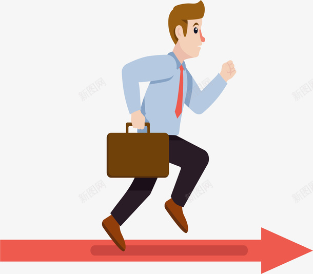 红色箭头跑步小人png免抠素材_新图网 https://ixintu.com 商务小人 商务风 年终总结 矢量png 红色箭头 跑步的人