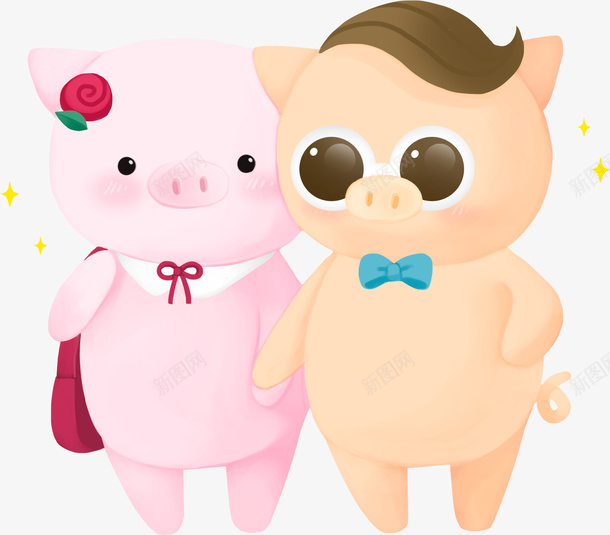 2019C4D情侣小猪新年装饰png免抠素材_新图网 https://ixintu.com 2019 C4D卡通猪 卡通可爱小猪 小猪 情侣小猪 新年 猪年