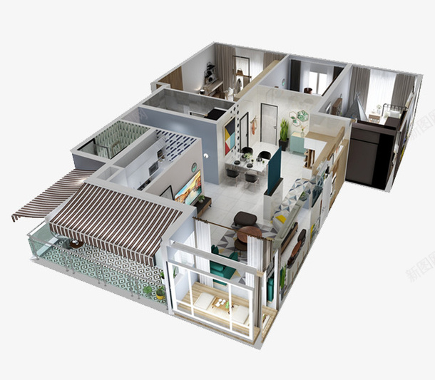 3D家装户型图标png_新图网 https://ixintu.com 图标 家装 户型 模型