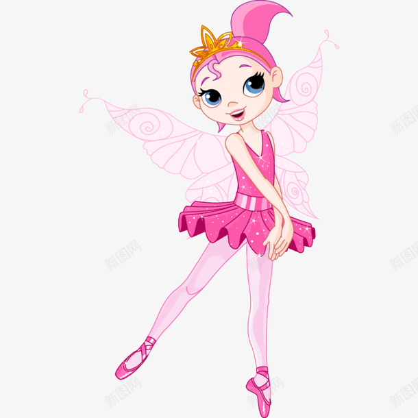 可爱的粉色芭蕾舞女孩插画