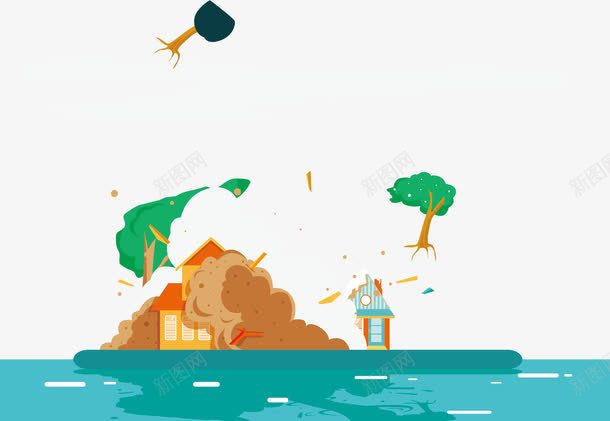 海岛的灾难矢量图ai免抠素材_新图网 https://ixintu.com 小岛 海上建筑 海风 温室效应 灾难 爆炸 矢量图