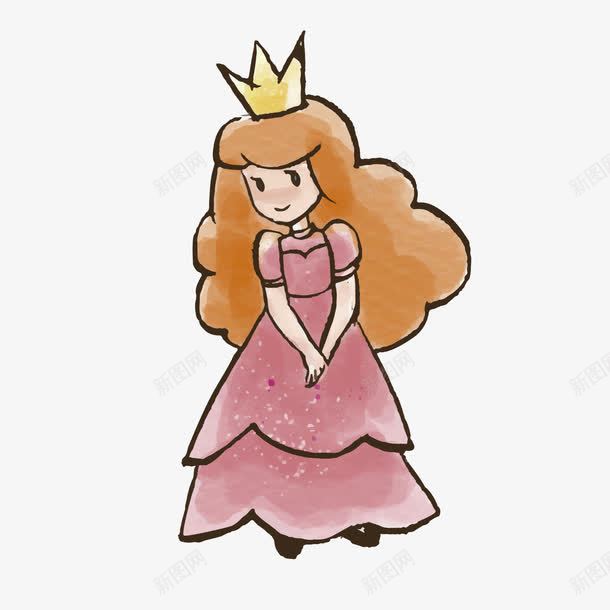 彩色手绘公主卡通插画png免抠素材_新图网 https://ixintu.com 公主 卡通插画 发型 弧度 弯曲 彩色 扁平化 眼睛 裙子 观察