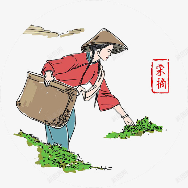 采茶女采摘茶叶手绘彩绘图案png免抠素材_新图网 https://ixintu.com 图案 彩绘风格 手绘风格 茶叶 茶叶制作 采摘 采茶女 采茶姑娘 采茶手绘