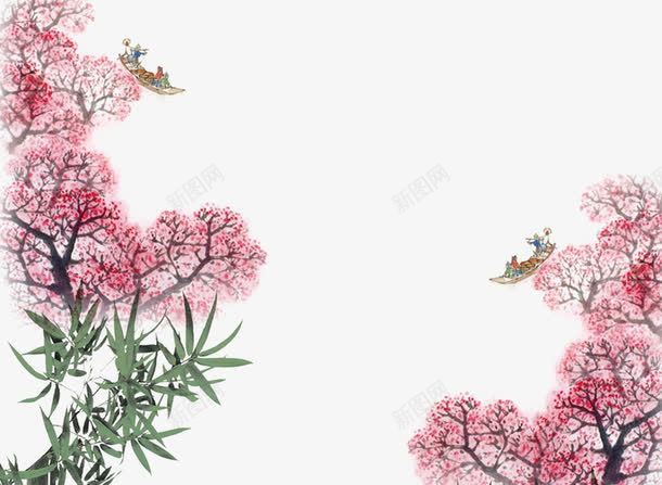 国画桃林png免抠素材_新图网 https://ixintu.com 国画 国画桃花 怒放 桃林 桃花 水墨 盛开 红色 美丽