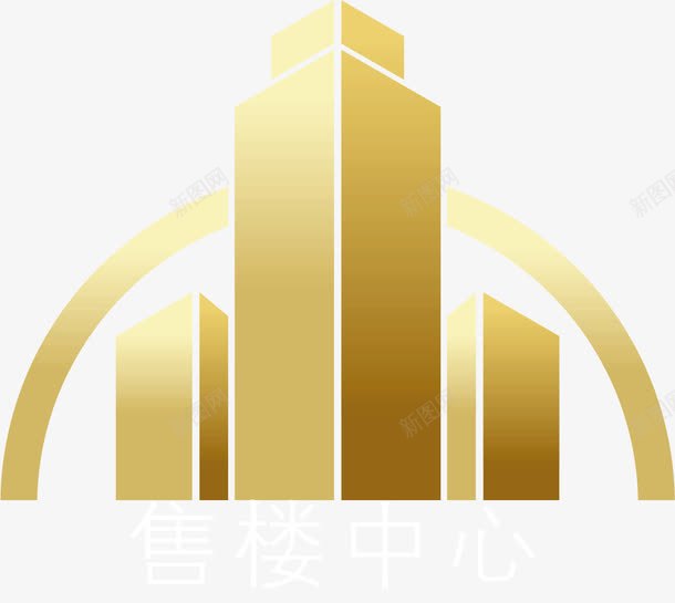 金色售楼中心标图标png_新图网 https://ixintu.com logo设计 售房 售房中心 售楼中心 商业楼书 标志 金色售楼中心矢量图标 金色楼房