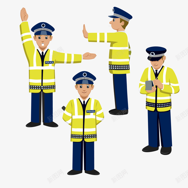 卡通交警矢量图ai免抠素材_新图网 https://ixintu.com 交警 交通秩序 人物设计 卡通 反光衣 工作 矢量图