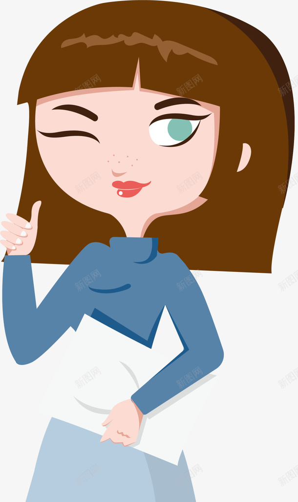 可爱自信大拇指女孩png免抠素材_新图网 https://ixintu.com 大拇指女孩 活力 自信女生 自夸 青春