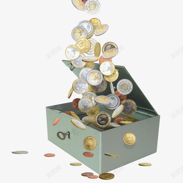 飘洒的钱币png免抠素材_新图网 https://ixintu.com 储钱罐 商务金融 存钱罐 盒子 硬币 财富投资 金融理财 金融货币 钱