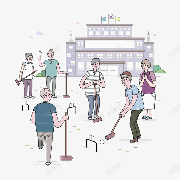 手绘敬老院的老人png免抠素材_新图网 https://ixintu.com 人物 创意 卡通 多彩 娱乐 尊贤 微笑 手绘 敬老孝亲 老人 老人院