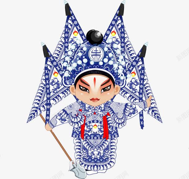 蓝衣卡通将军京剧q版png免抠素材_新图网 https://ixintu.com 京剧 卡通 将军