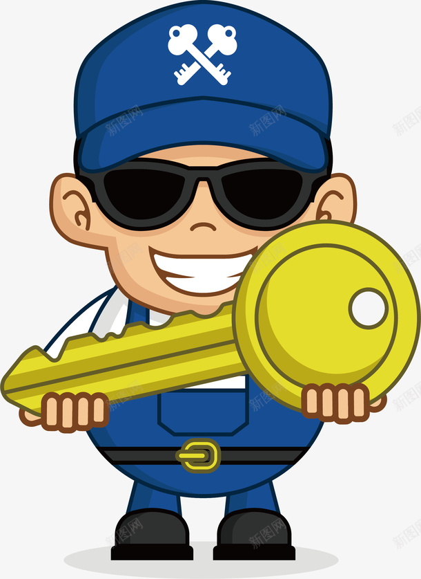 抱着钥匙的开锁广告矢量图ai免抠素材_新图网 https://ixintu.com 开锁 开锁匠 开锁工人 开锁广告 抱着钥匙 矢量png 矢量图