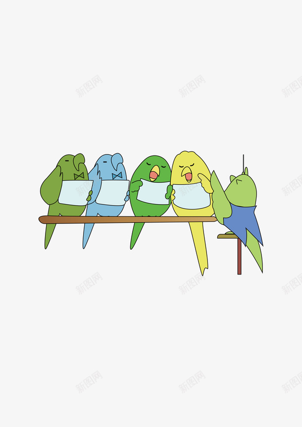 一群小小小鸟png免抠素材_新图网 https://ixintu.com 5 上课 小鸟 看书 鸟