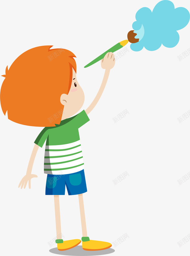 认真画画的可爱男孩png免抠素材_新图网 https://ixintu.com 做画 可爱男孩 手拿画笔 涂抹 短发男孩 绘画 认真画画