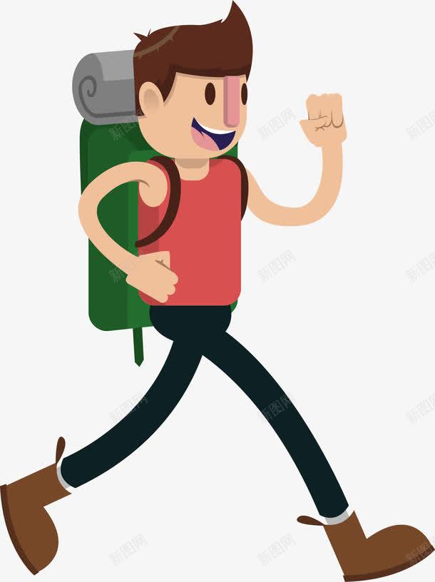 卡通徒步登山的探险家png免抠素材_新图网 https://ixintu.com 假期 夏日 度假 徒步 探险者 旅游 旅游爱好者 旅游者 游客 背包族