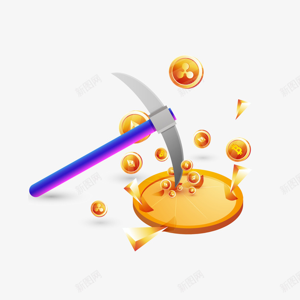 橙色创意挖掘比特币元素矢量图ai免抠素材_新图网 https://ixintu.com 创意 商业 挖掘 橙色 比特币 财富 金币 镐头 矢量图