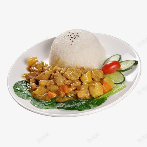 鸡丁肉咖喱鸡排饭png免抠素材_新图网 https://ixintu.com 主食 咖喱汁 咖喱鸡排饭 盖浇饭 米饭 胡萝卜 餐饮 鸡丁肉