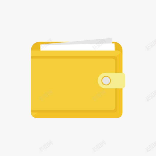 黄色钱包图标png_新图网 https://ixintu.com 商务 圆角 存钱 扁平化 按钮 方形 虚线 黄色