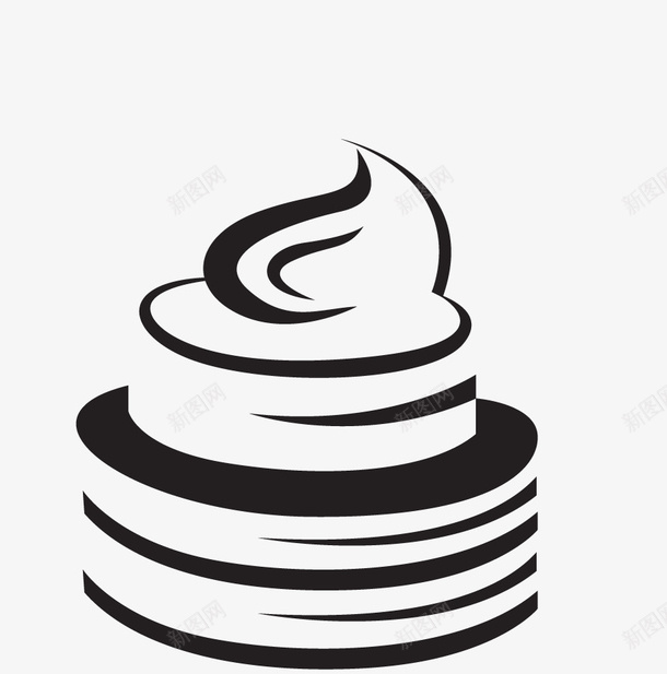 简笔双层蛋糕图标png_新图网 https://ixintu.com 卡通 双层 圆形 手绘 简图 简笔 蛋糕 黑色