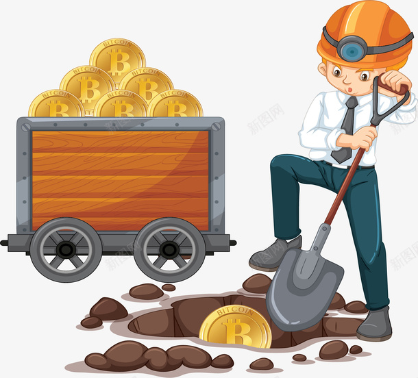 网络比特币挖矿工png免抠素材_新图网 https://ixintu.com 挖币子 挖矿 挖矿工 比特币 矢量png 网络货币 黄金矿工