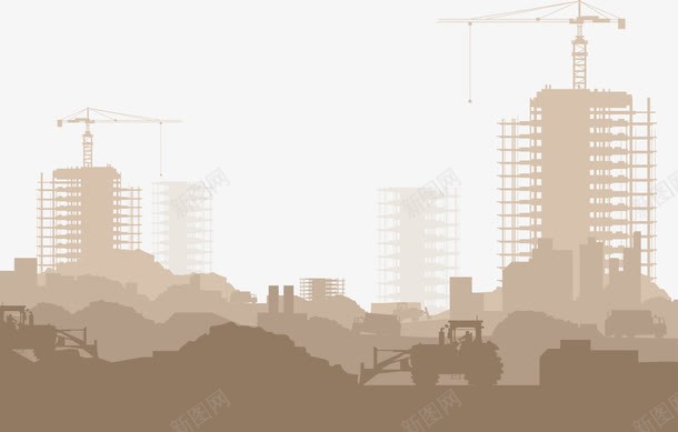 工业城镇png免抠素材_新图网 https://ixintu.com 剪影 建筑 棕色 灰色 雾霾城市