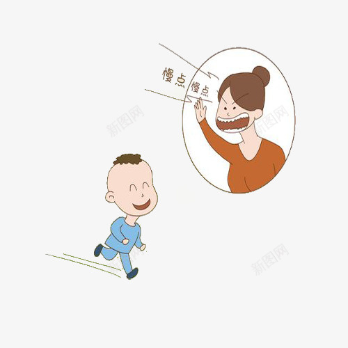 妈妈的关怀png免抠素材_新图网 https://ixintu.com 关爱 卡通 妈妈的关心 小孩 快跑的小孩 照顾 看护