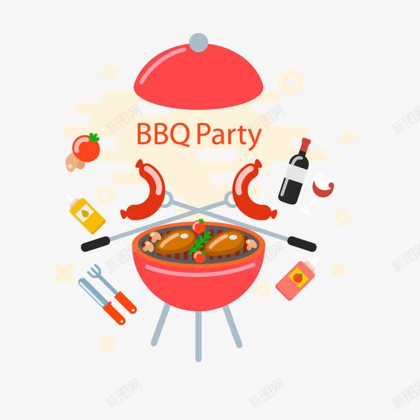 意烧烤派对png免抠素材_新图网 https://ixintu.com BBQ 手绘 烤肉 烧烤架子 背景装饰 香肠