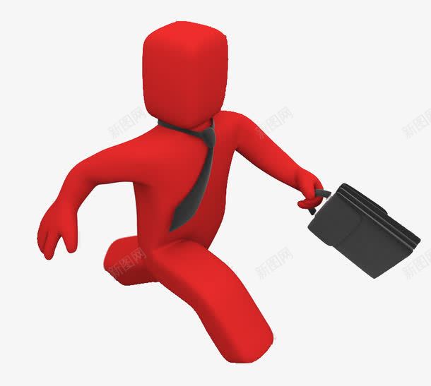 红色商务上班小人赶路png免抠素材_新图网 https://ixintu.com 上班路上 企业宣传 办公 办公素材 商务人物 挎包 模版 职场