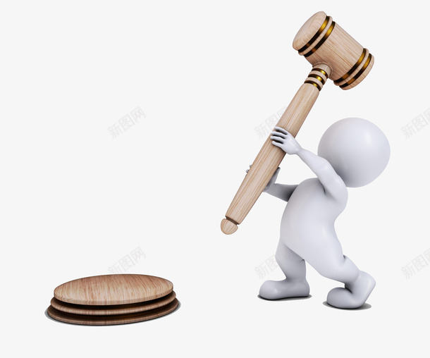 木锤子png免抠素材_新图网 https://ixintu.com 3D PNG免扣图 PNG免扣图下载 公平 小人 捶打 敲打 法律