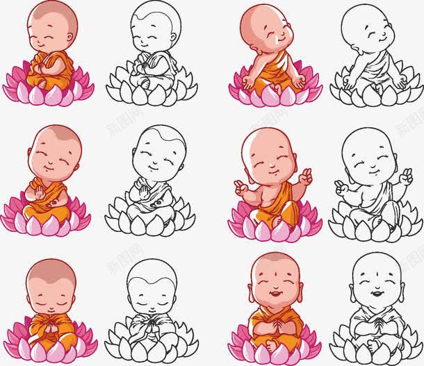 小和尚卡通插画线图佛像合png免抠素材_新图网 https://ixintu.com Q版如来佛祖 佛 佛像 光头小和尚 卡通 古代 图 如来 小和尚 小和尚卡通佛像 念经 插画 经文 莲花