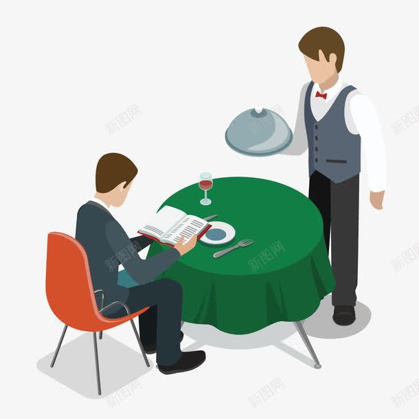 餐厅服务员和读书的客人矢量图eps免抠素材_新图网 https://ixintu.com 客人 招待客人 服务员 矢量图 读书 餐厅