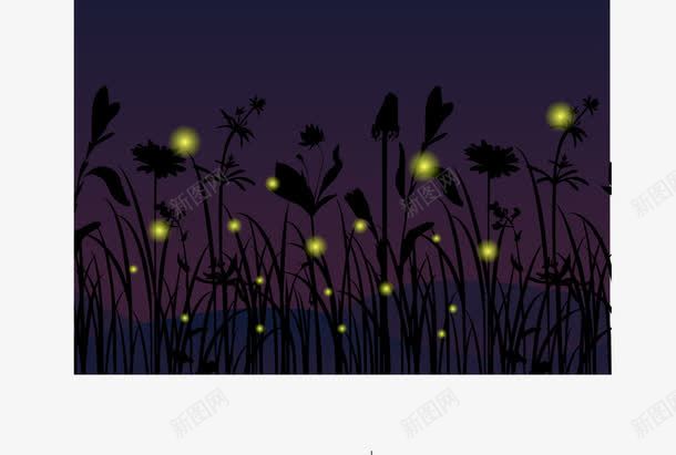 芦苇荡png免抠素材_新图网 https://ixintu.com 夜晚 芦苇荡 草丛 萤光 萤火虫
